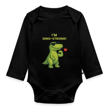 I'm Dino-Strong Kindergartenabschluss - Baby Bio-Langarm-Body - Schwarz - Vorne