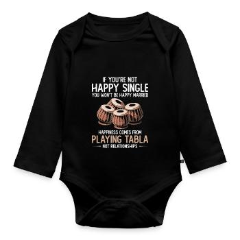 If you are not a happy single, you will - Organic Longsleeve Baby Bodysuit - black - Front