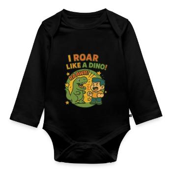 I'm roaring like a dino T-rex nursery - Organic Longsleeve Baby Bodysuit - black - Front