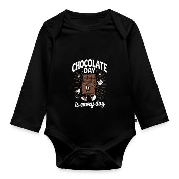 Chocolate Day Every Day Chocolate Bar - Baby Bio-Langarm-Body - Schwarz - Vorne