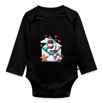 maritime Post - Baby Bio-Langarm-Body - Schwarz - Vorne