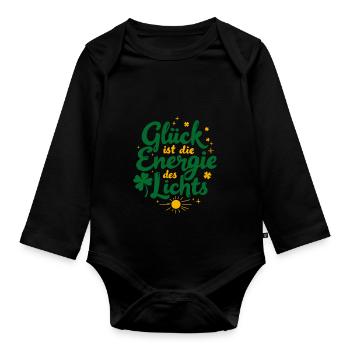 Felicità Energia Luce - Body ecologico per neonato a manica lunga - nero - Fronte
