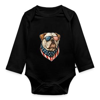 Bouledogue anglais États-Unis - Body Bébé bio manches longues - noir - Devant
