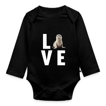 Seals, Seal - Organic Longsleeve Baby Bodysuit - black - Front