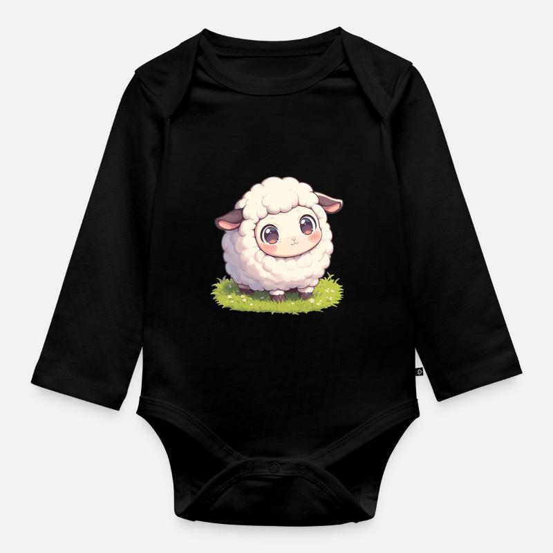 Schafe Schaf - Baby Bio-Langarm-Body - Schwarz