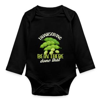 Thanksgiving Bean There Done That Design - Baby Bio-Langarm-Body - Schwarz - Vorne