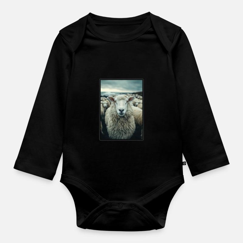 Schafe Schaf - Baby Bio-Langarm-Body - Schwarz
