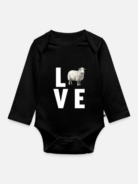 Schafe Schaf - Baby Bio-Langarm-Body - Schwarz