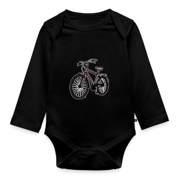 Pink Bicycle Women Girls - Organic Longsleeve Baby Bodysuit - black - Front