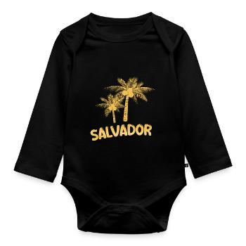 Gift for Salvador - Organic Longsleeve Baby Bodysuit - black - Front