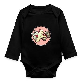 Frogfish Anglerfisch - Baby Bio-Langarm-Body - Schwarz - Vorne