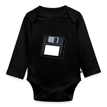 Diskette Retro Symbol Computer - Baby Bio-Langarm-Body - Schwarz - Vorne