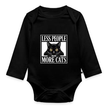 Moins de gens, plus de chats - Body Bébé bio manches longues - noir - Devant