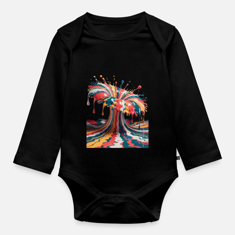 Regenbogen-Farbexplosion - Baby Bio-Langarm-Body - Schwarz
