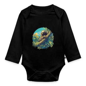 Faultiere Faultier - Baby Bio-Langarm-Body - Schwarz - Vorne