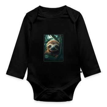 Faultiere Faultier - Baby Bio-Langarm-Body - Schwarz - Vorne