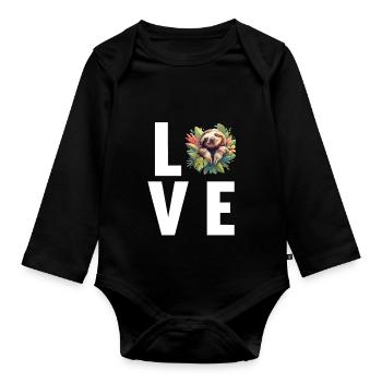 Faultiere Faultier - Baby Bio-Langarm-Body - Schwarz - Vorne