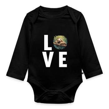 Faultiere Faultier - Baby Bio-Langarm-Body - Schwarz - Vorne