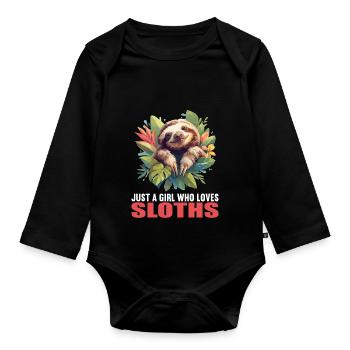 Sloths Sloth - Organic Longsleeve Baby Bodysuit - black - Front