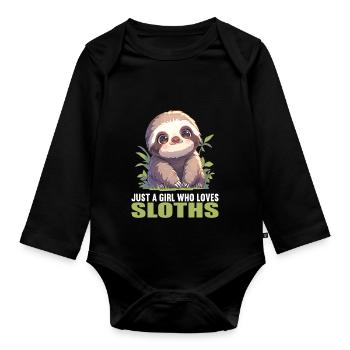Sloths Sloth - Organic Longsleeve Baby Bodysuit - black - Front