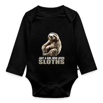 Sloths Sloth - Organic Longsleeve Baby Bodysuit - black - Front
