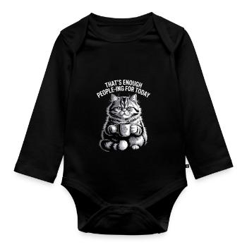 Drôle de chat qui est assez de gens pour aujourd’hui - Body Bébé bio manches longues - noir - Devant