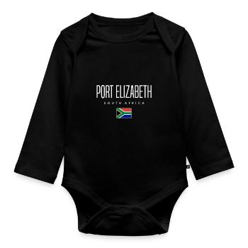 Port Elizabeth, South Africa - Organic Longsleeve Baby Bodysuit - black - Front
