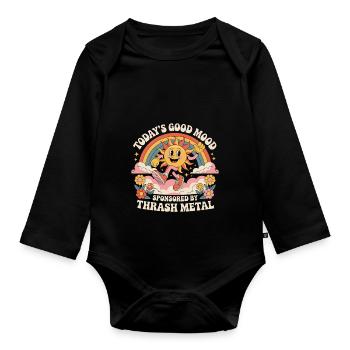 Todays Good Mood Sponsored By Thrash Metal - Organic Longsleeve Baby Bodysuit - black - Front