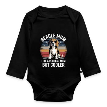 Maman Beagle comme une maman normale mais plus cool - Body Bébé bio manches longues - noir - Devant