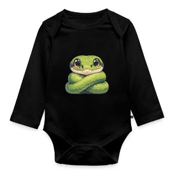 Snakes Snake - Organic Longsleeve Baby Bodysuit - black - Front