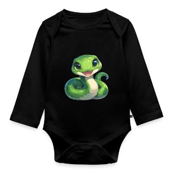 Snakes Snake - Organic Longsleeve Baby Bodysuit - black - Front
