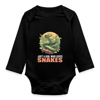 Snakes Snake - Organic Longsleeve Baby Bodysuit - black - Front
