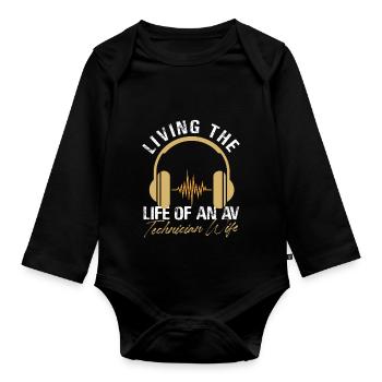 AV Technician Wife Life Design - Organic Longsleeve Baby Bodysuit - black - Front
