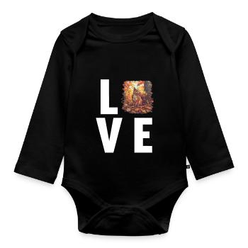 Squirrel - Organic Longsleeve Baby Bodysuit - black - Front