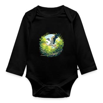 Storks Stork - Organic Longsleeve Baby Bodysuit - black - Front