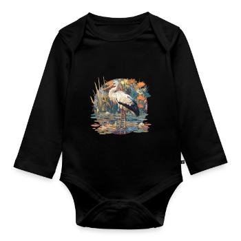 Storks Stork - Organic Longsleeve Baby Bodysuit - black - Front