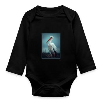 Storks Stork - Organic Longsleeve Baby Bodysuit - black - Front
