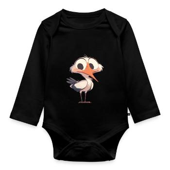 Storks Stork - Organic Longsleeve Baby Bodysuit - black - Front
