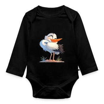 Storks Stork - Organic Longsleeve Baby Bodysuit - black - Front