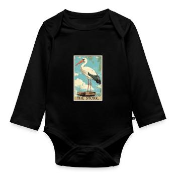 Storks Stork - Organic Longsleeve Baby Bodysuit - black - Front