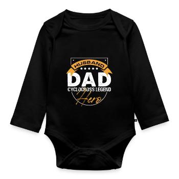 Cyclocross Legend Dad Hero Design - Organic Longsleeve Baby Bodysuit - black - Front