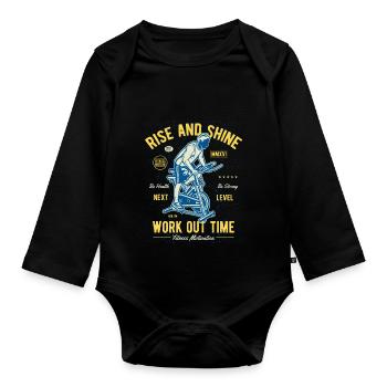 Work out time - Organic Longsleeve Baby Bodysuit - black - Front