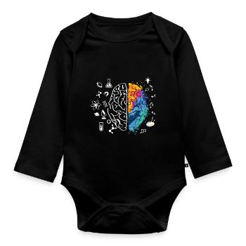 Half and half helped - Organic Longsleeve Baby Bodysuit - black - Front