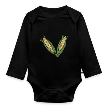 Corn! - Organic Longsleeve Baby Bodysuit - black - Front
