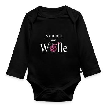 Wolle - Baby Bio-Langarm-Body - Schwarz - Vorne