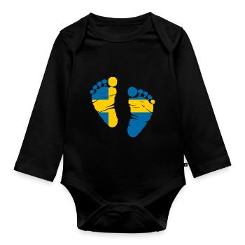 Sweden Stockholm Gift Home - Organic Longsleeve Baby Bodysuit - black - Front
