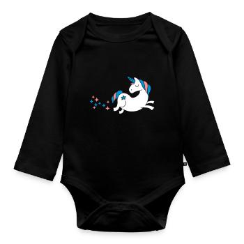 unicorn - Einhorn Sternenstaub - Baby Bio-Langarm-Body - Schwarz - Vorne