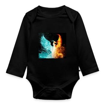 water and fire - Organic Longsleeve Baby Bodysuit - black - Front
