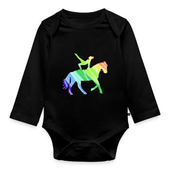Cheval sautant coloré - cadeau de saut - Body Bébé bio manches longues - noir - Devant