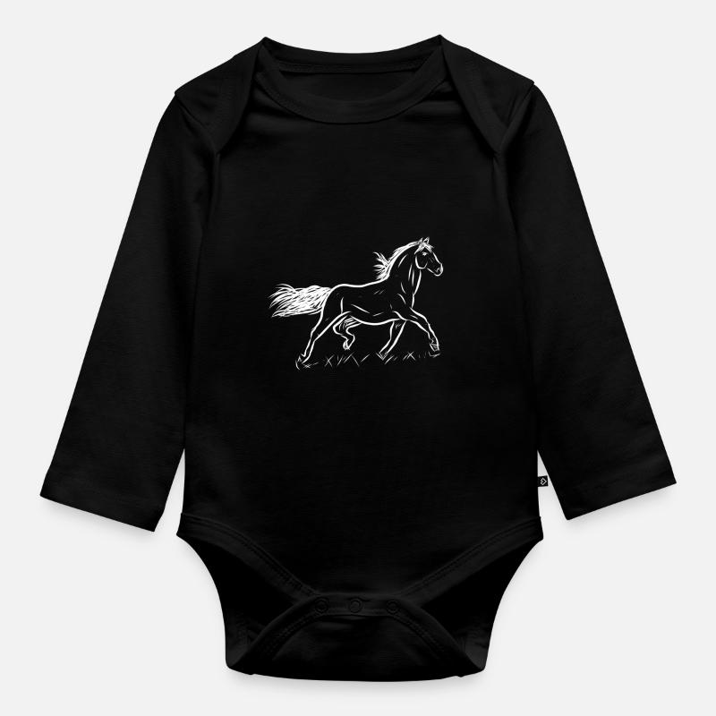 Cheval - Body Bébé bio manches longues - noir